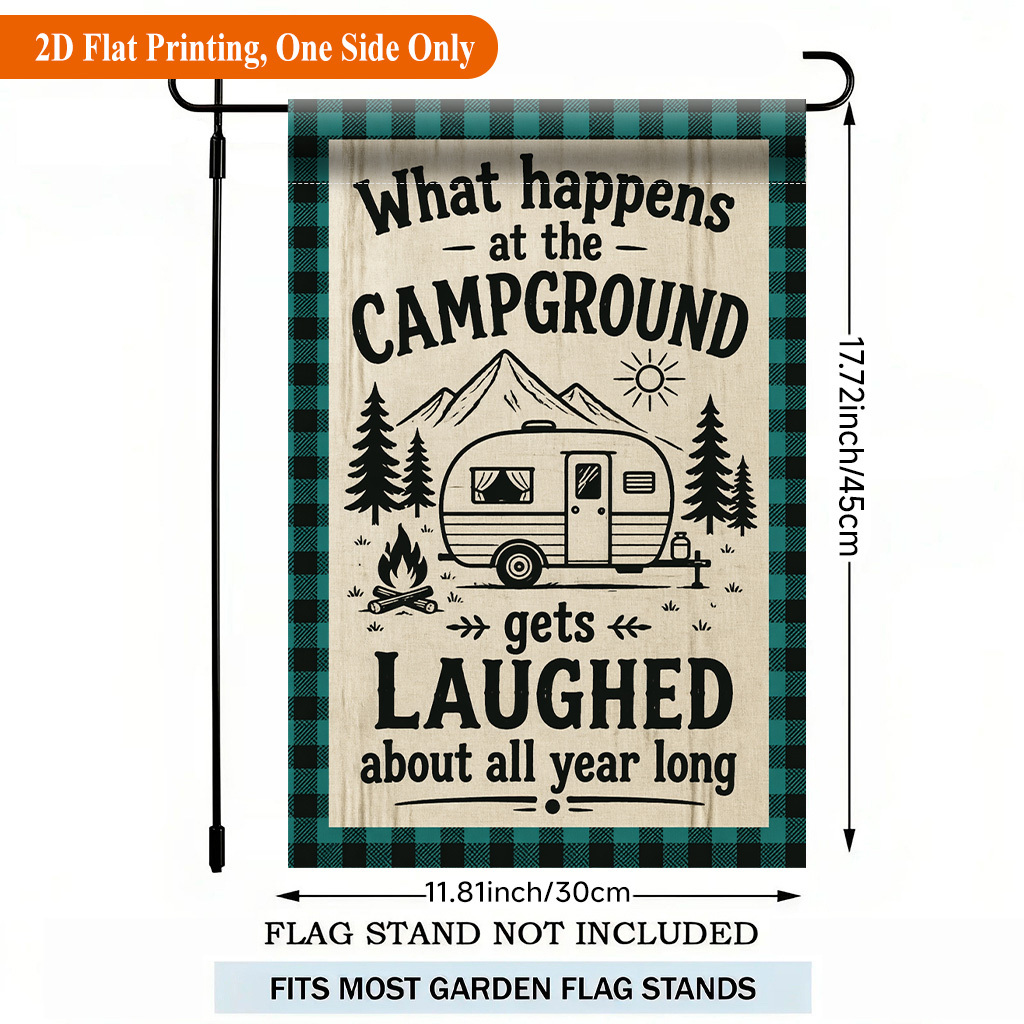 TEMU 2d Flat, 2d Flat Printing Garden Flag 1pc, Camping Stories Bring Single Sided Polyester Garden Flag, Holiday Yard Banner, For Outdoor Home, Yard