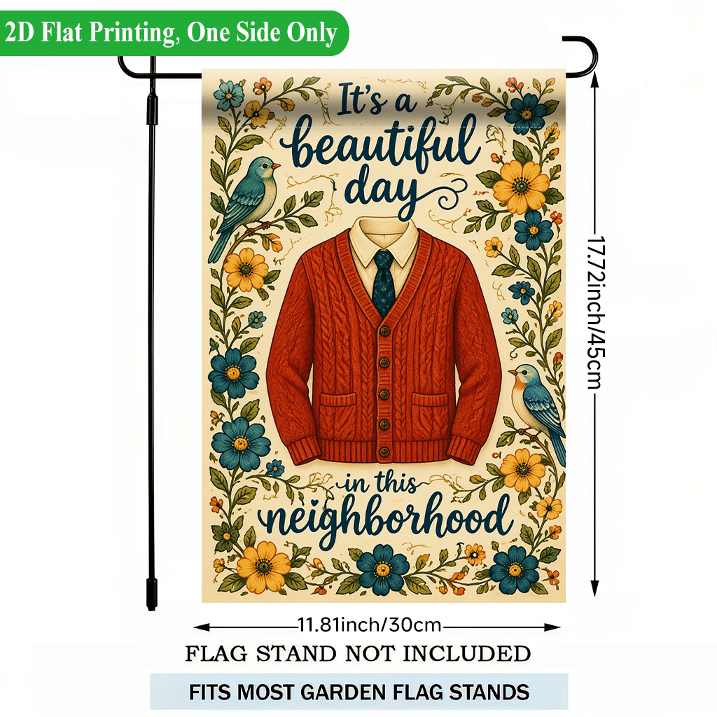 TEMU 2d Flat, 2d Flat Printing Garden Flag 1pc, Beautiful Sweater Design Single Sided Garden Flag, Polyester, Holiday Yard Banner, Seasonal Outside