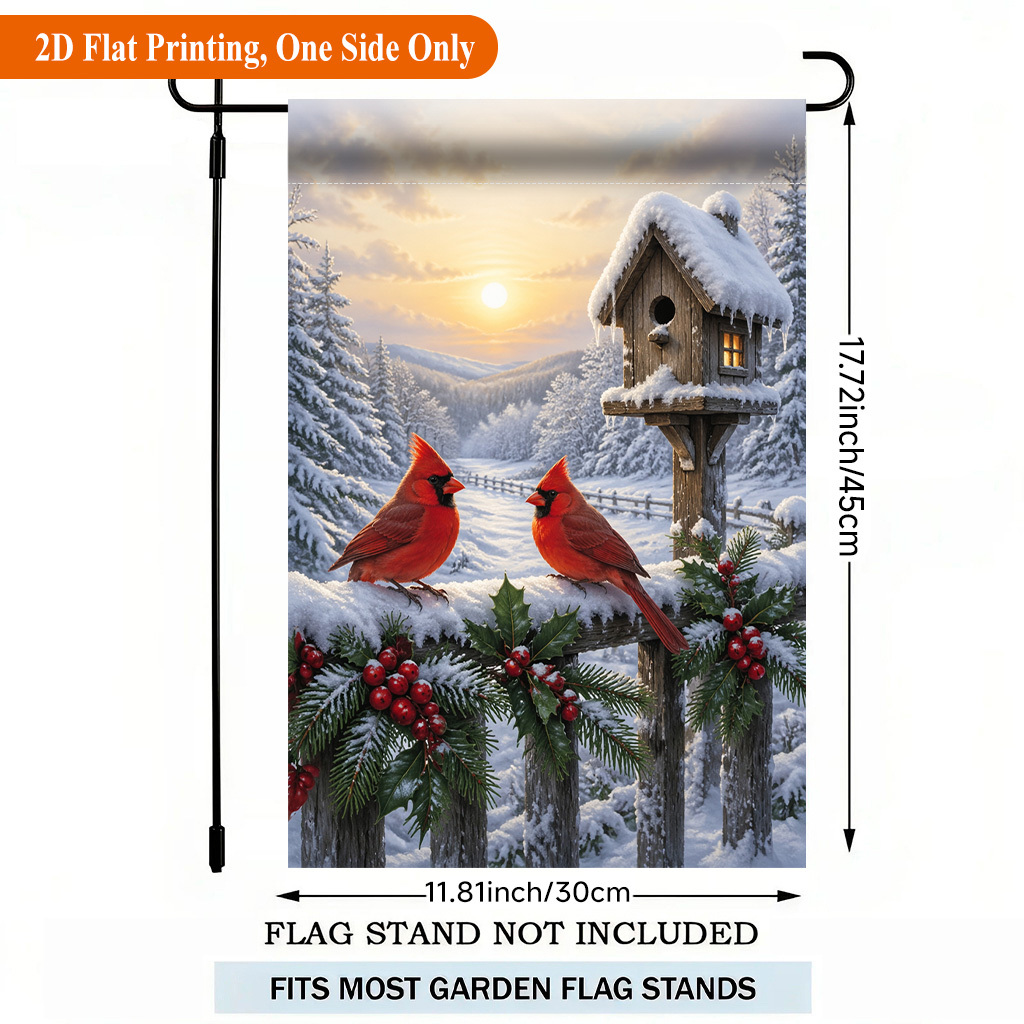 TEMU 2d Flat - 2d Flat - 2d Flat Printing Garden Flag 1pc, In Winter Snow Single Sided Polyester Garden Flag, Holiday Yard Banner, For Outdoor Home,