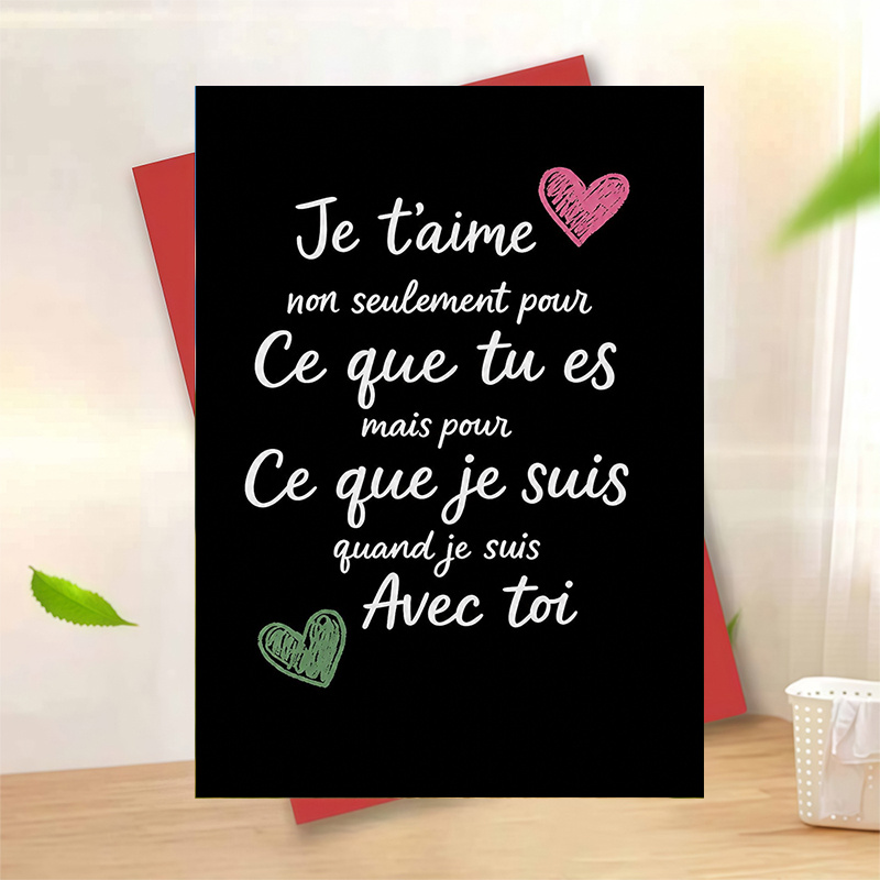 TEMU Ensemble - avec une enveloppe - Carte de vœux pour couple avec motif français, cadeau d'anniversaire élégant - Convient pour les occasions