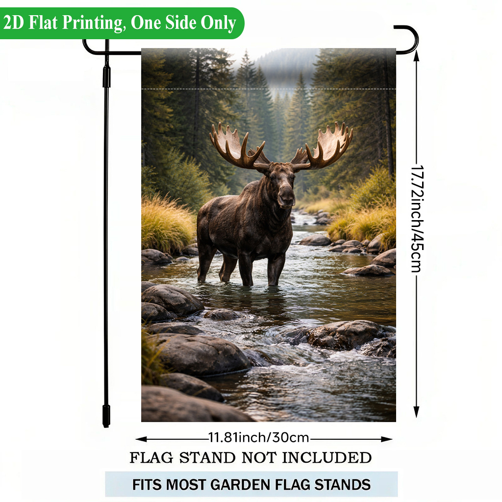 TEMU Plat 2D, Drapeau de jardin imprimé plat 2D 1 pièce, Drapeau de jardin simple face avec debout dans une , Polyester, Bannière de cour pour les