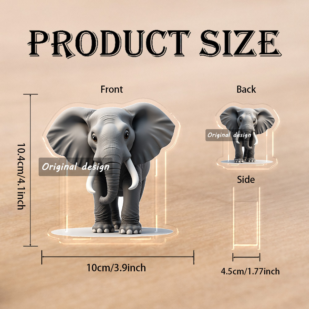 TEMU Porte-stylo 1 pièce en acrylique plat 2D, Art Éléphant Majestueux - Dessin au crayon au détail avec texture réaliste et - Parfait pour des