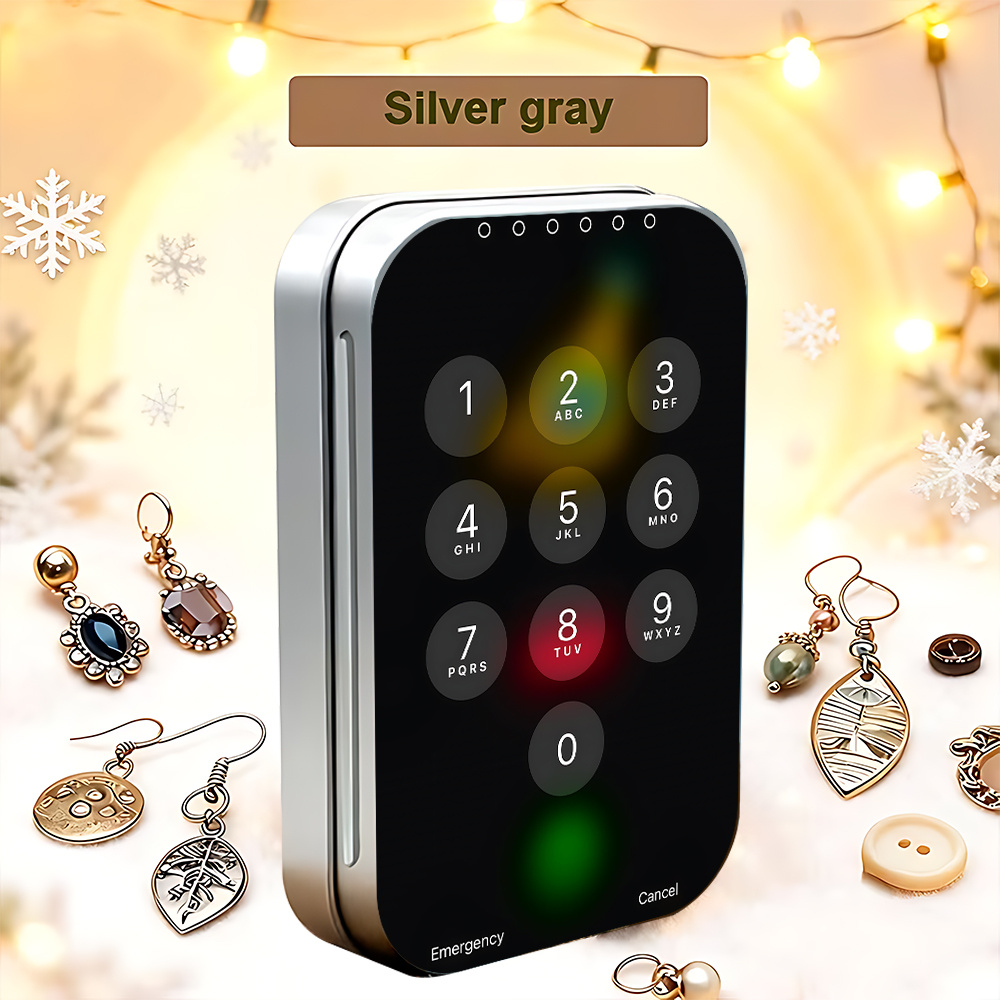 TEMU 1pc Square Metal Hinged Tin Box, Mini Decorative Box With Digital Keypad Design, Storage Container For Jewelry, , Additions, Ideal For Home,