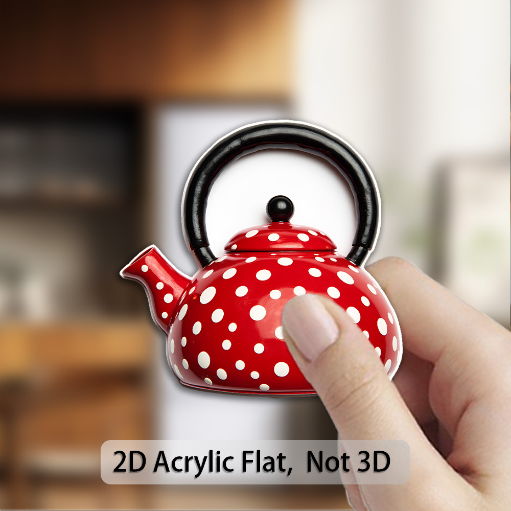 TEMU (2026) 1pc 2d Flat Acrylic Magnet, Polka Kettle Design - Base With Glossy And Handle - Suitable For Kitchen Enthusiasts, Housewarming, And