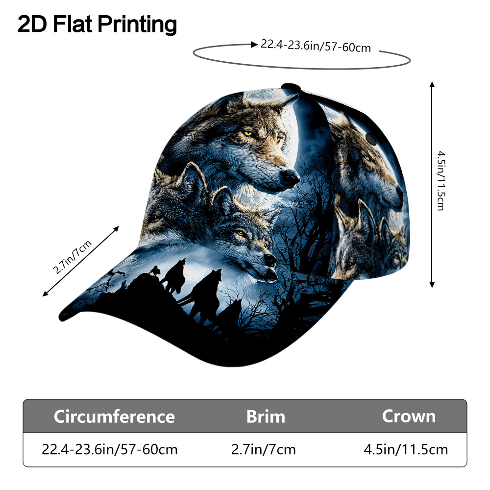TEMU 1pc, Wolf Pack Cap â Adjustable Snapback Hat, Lightweight Design With Print, Perfect For Travel, Daily Wear, Events, And Casual Outfits
