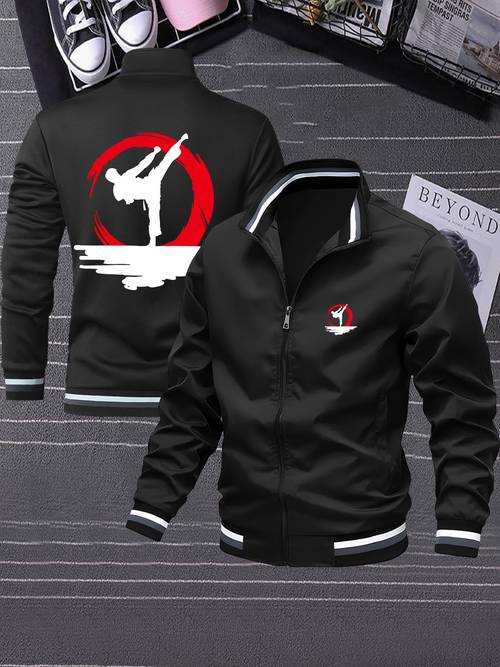 immagine dell'articolo giacca da con alla , motivo di arti marziali con , tessuto confortevole con chiusura a zip, vestibilità regolare, capispalla casual e con zip