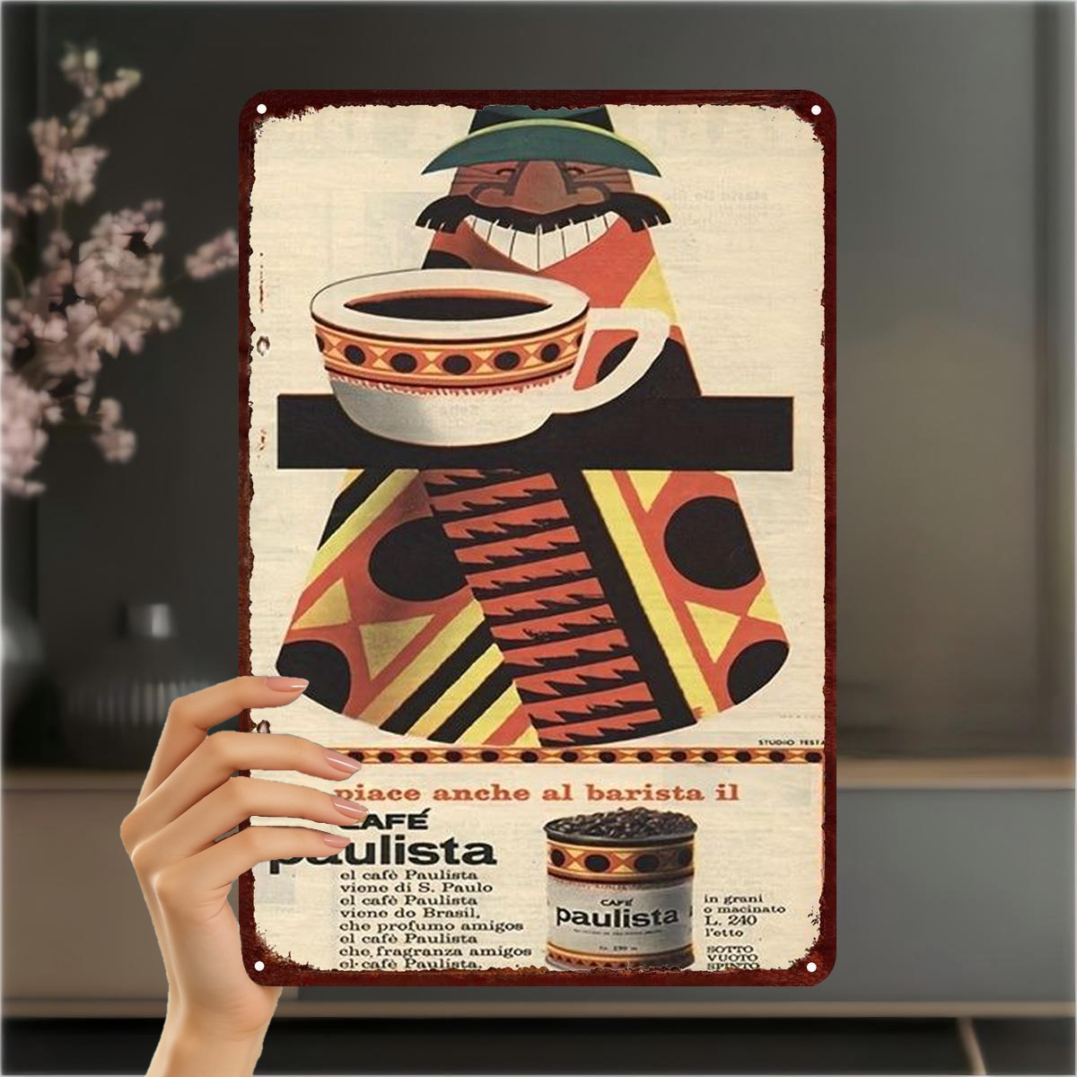 TEMU Piatto 2D, 1 pz Piatto 2D, Targa in Metallo Vintage del Caff癡 - "Caf矇 " Italiana Retr簷 Decorazione da Parete 8�12 Pollici, Piatto 2D