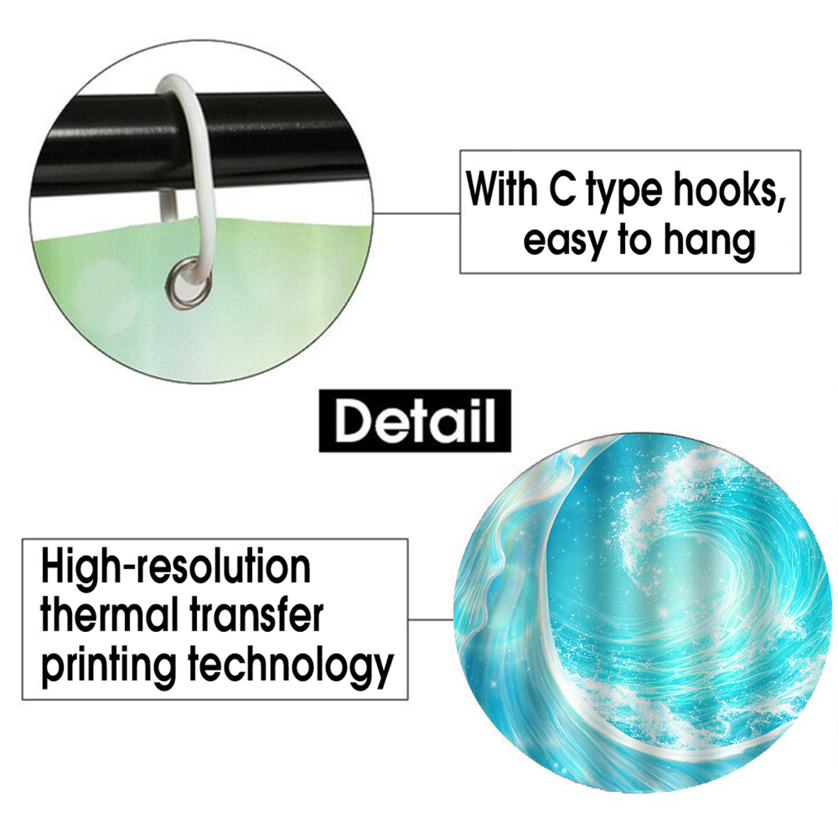 Seashell and Wave Shower Curtain, Multi-Size Options Available