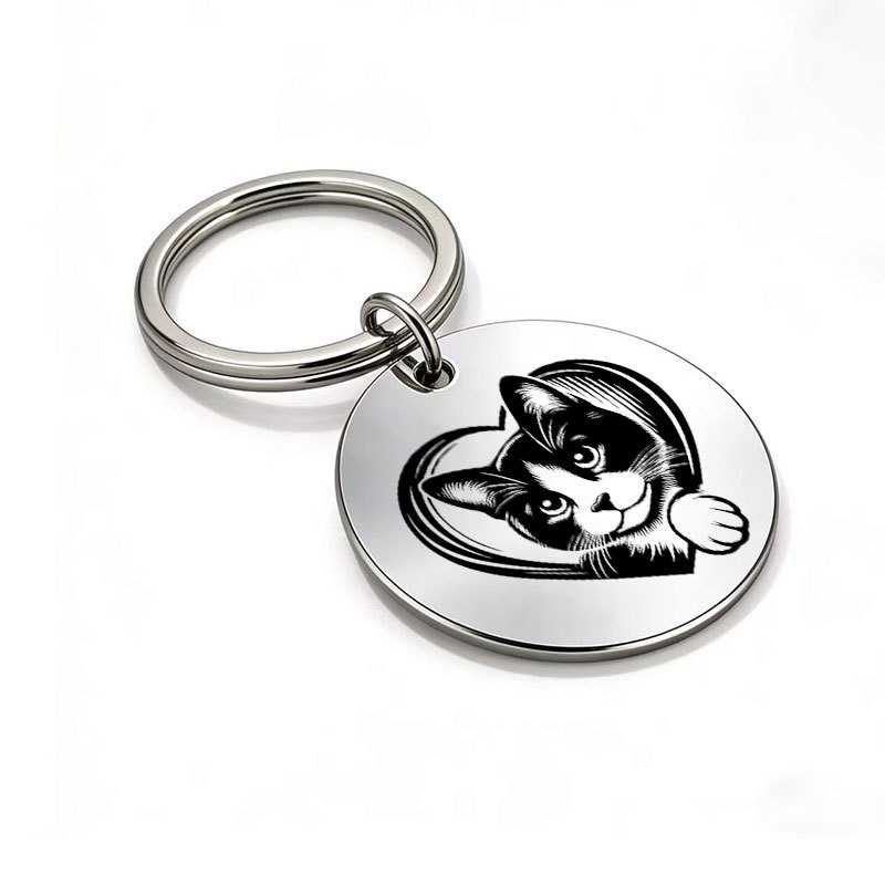 TEMU 1pc Cute Cat Metal Keychain Keyring Bag Pendant Cat Lovers Soft Cat Owner Thoughtful Gift