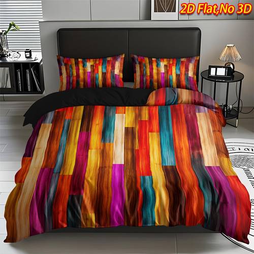 item picture 2 3pcs 2d flat printing spring summer new iridescent wood texture soft duvet cover set 1 x duvet cover and 1 2 x pillowcases no filling 100 polyester fiber hd machine washable multi size suitable for bedroom