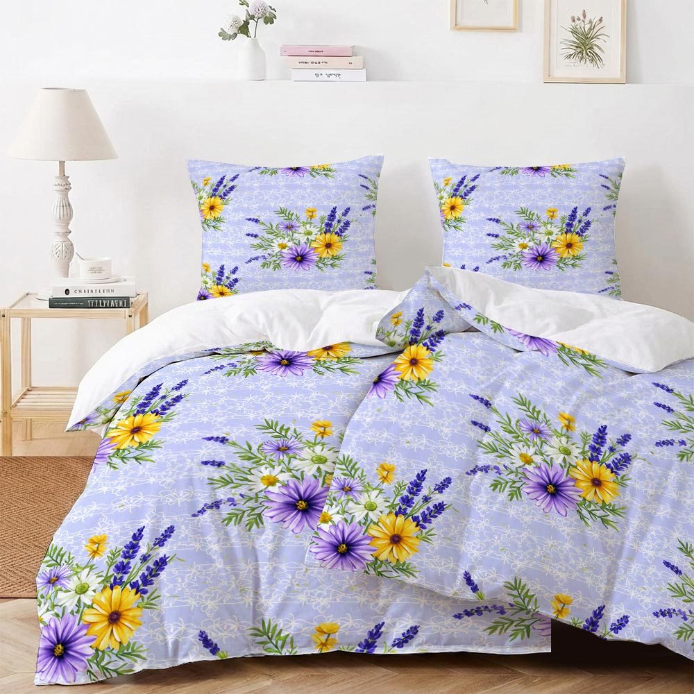 Image of Latacaca Size 4pcs Floral Elegant Duvet Cover Set For Bed Bedding With 2 Duvet Covers And 2 Pillowcases (80 X 80cm) For All Ages And Genders, Single And Double Beds, Dormitory Bedroom