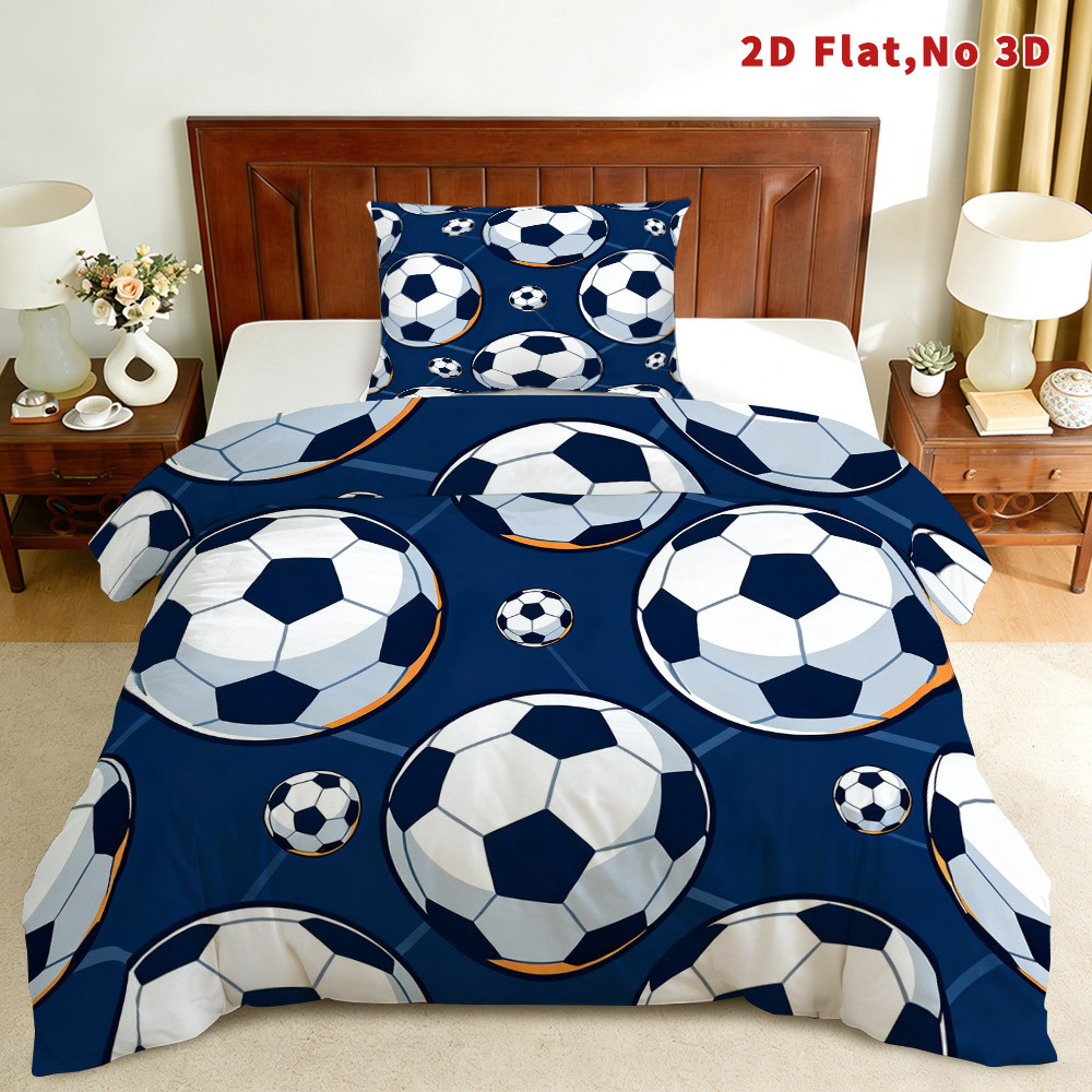 TEMU Mokalala 2d Flat Football Sports-themed Duvet Cover Set Multiple Sizes Easter Spring Suitable For Bedroom Guest Rooms All Ages Genders Comforter