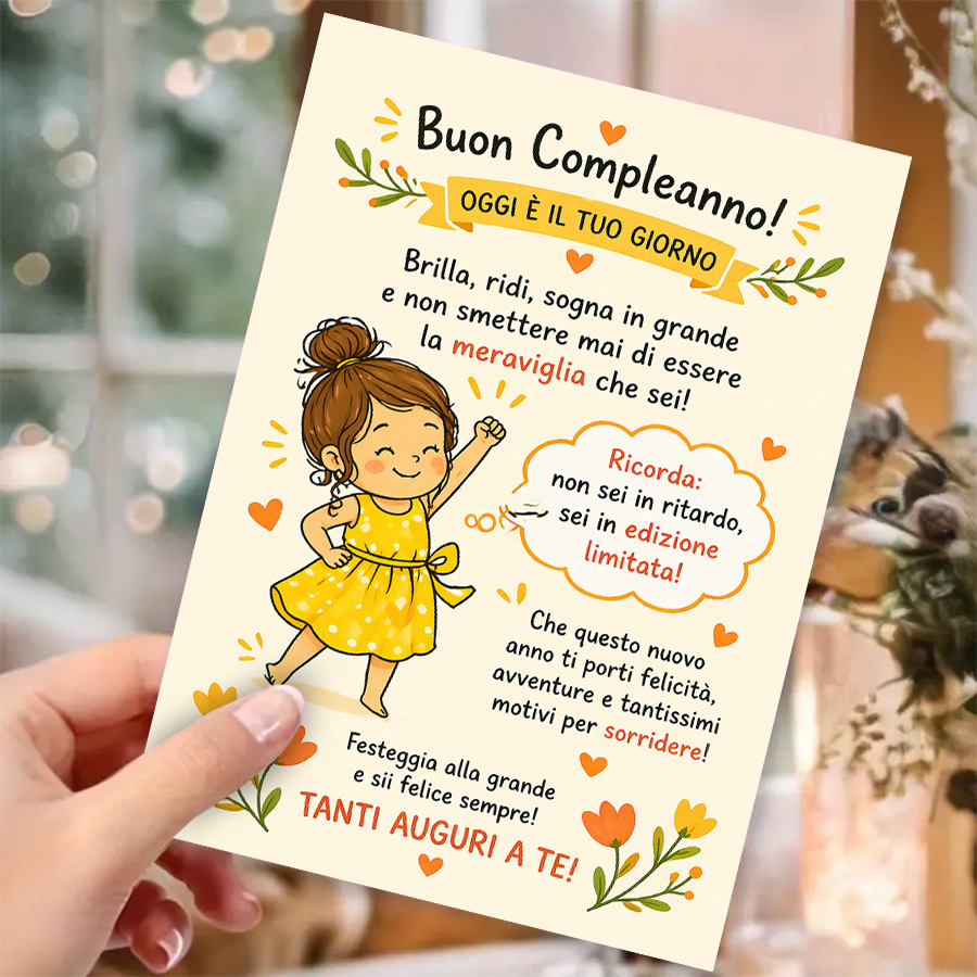 TEMU 1pc Italian Birthday Card Suitable For Women,, Moms, Sisters - Italian Greeting With English Translation, Theme Paper Card For Birthdays,
