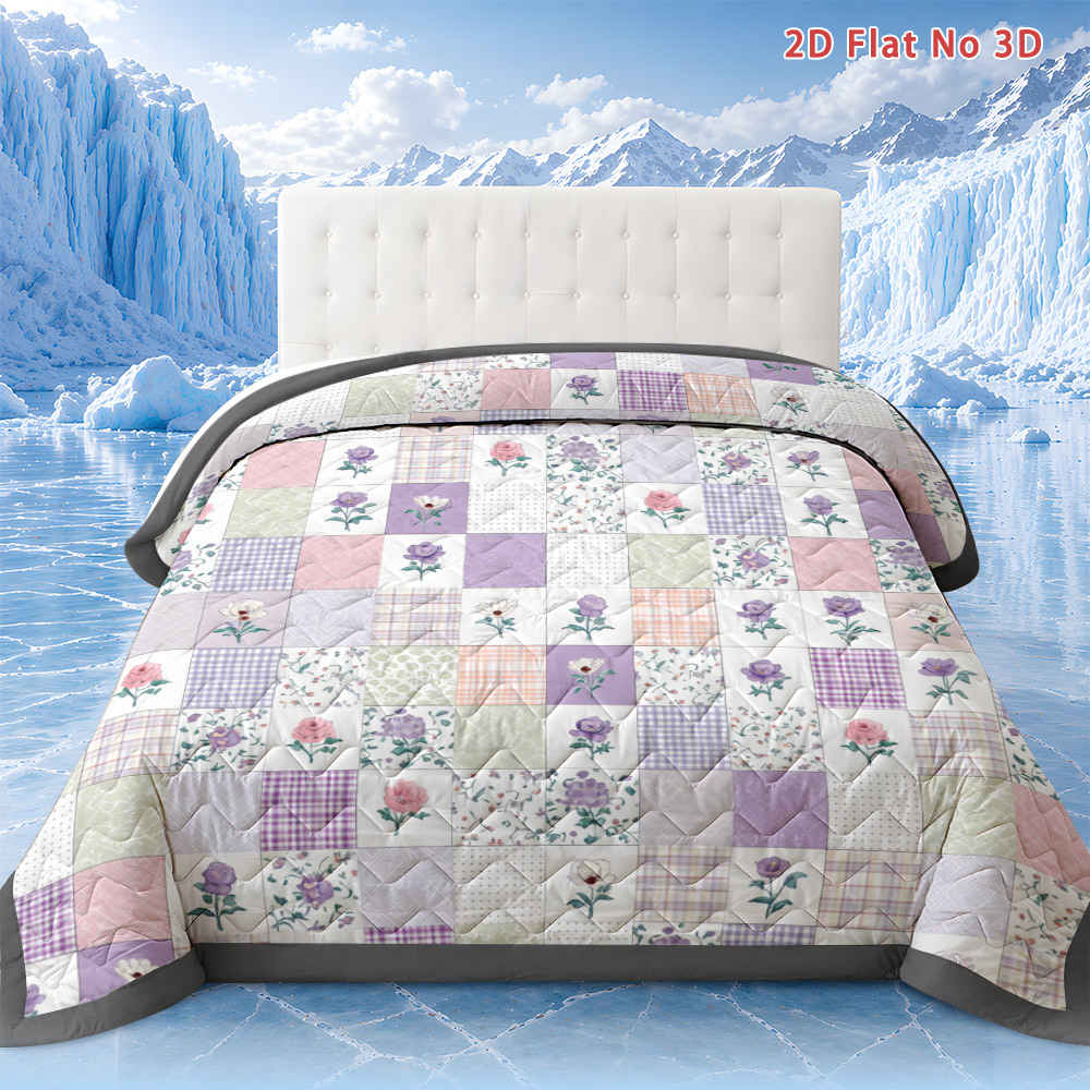 TEMU Latacaca 2d Flat Floral 1pc Quilts Only Quilted Comforter Queen Size All Season Bedding Cooling Blanket For Hot Sleepers Lightweight Breathable