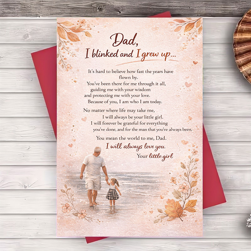 TEMU 1 Envelope And 1 Greeting Cardheartfelt Father Appreciation Card From Daughter For Birthday Or Fathers Day Greeting Card