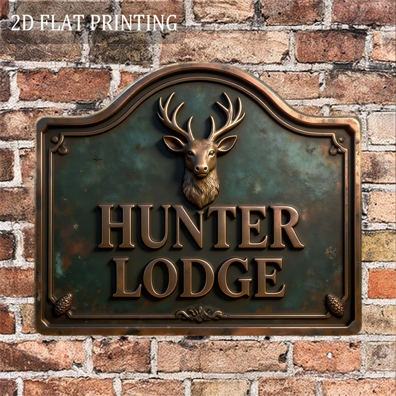 TEMU 2d Flat 2d Flat Vintage Metal Sign Rustic Hunter Deer Design Outdoor Wall Art Cabin Decor, 2d Flat