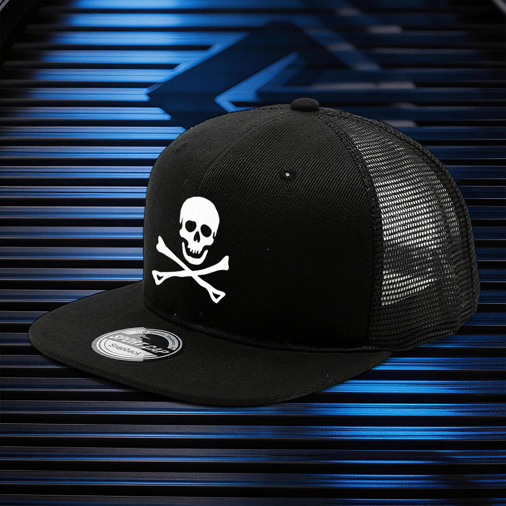 TEMU 1pc, Adjustable Hip-hop Mesh With Pirate Flag Pattern Print, Lightweight Printed Women's Hat, And Men's Trendy , An Ideal Gift For Weddings,
