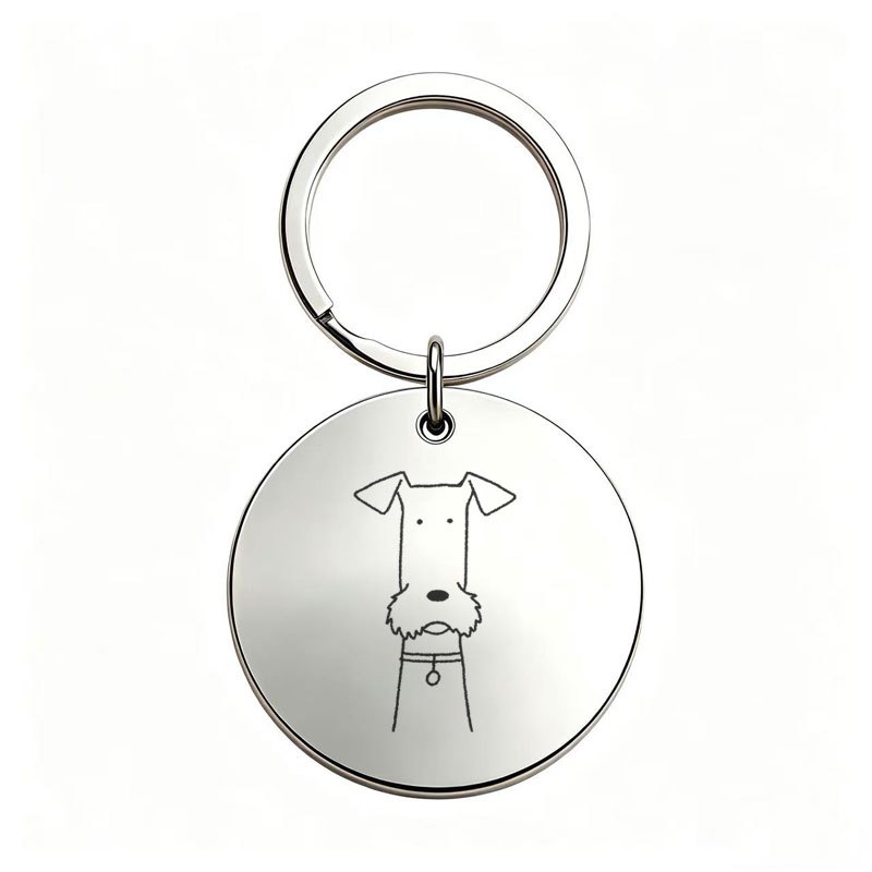 TEMU 1pc Terrier Dog Headline Sketch Pattern Metal Keychain, Keyring, Gift For Terrier Lover