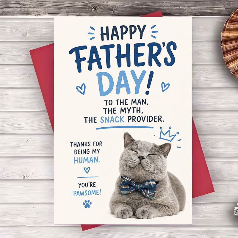 TEMU 1 Greeting Card Happy Fathers Day Card For Dad From Cat Lover Funny Appreciation Card
