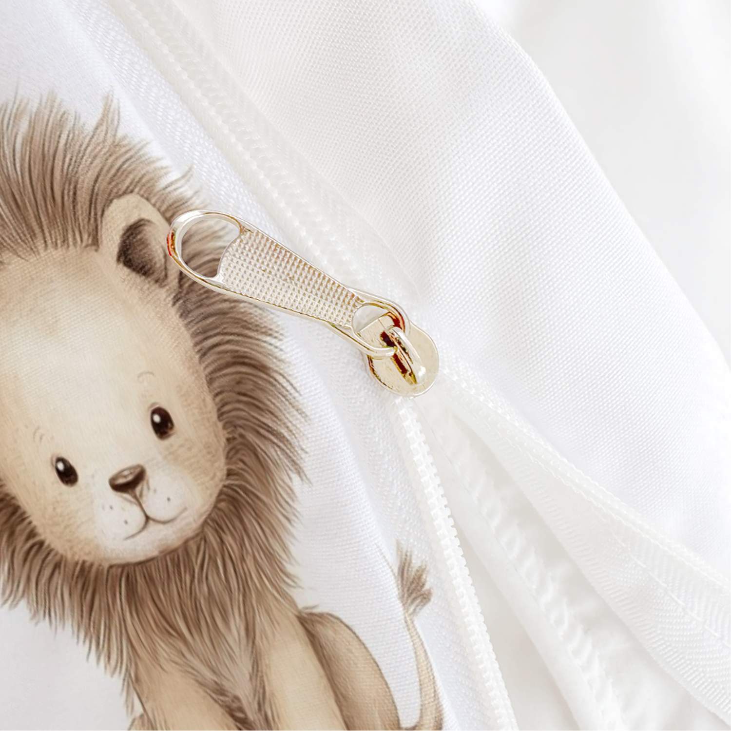 Cute Animal Themed Quilt Cover Bedding Set, Beige & White Prints