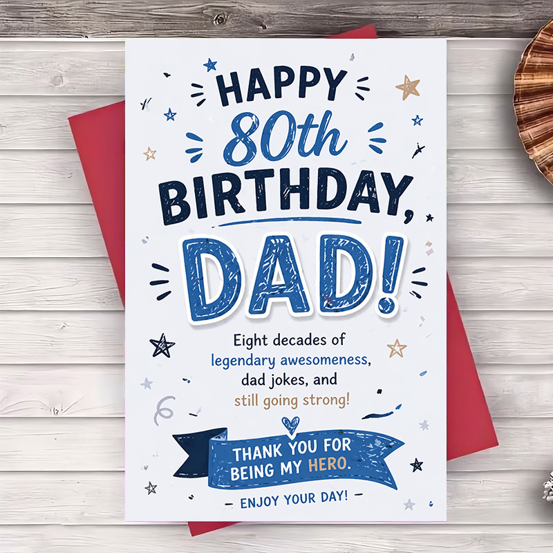 TEMU [party Invitations]greeting Card Happy 80th Birthday Card For Dad For Dad Day Greeting Card Halloween Christmas Thanksgiving