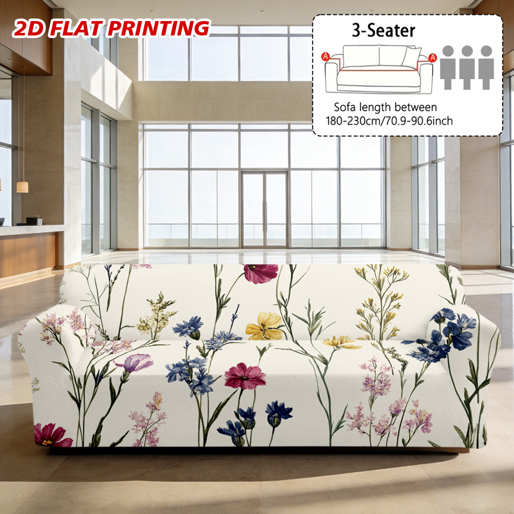 TEMU 2d Flat Printing, 1pc Easy-wipe & Practical Style Illustration Sofa Cover - Elastic Fabric Has A (stains Removable With A Damp Cloth); Shoulder