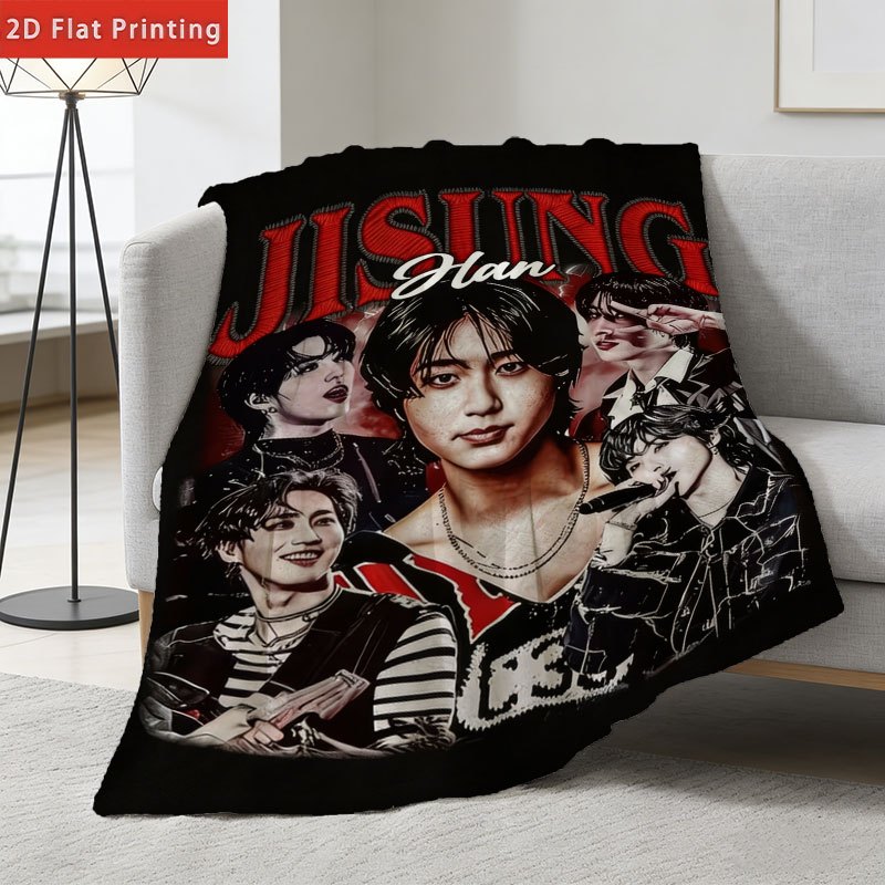 TEMU 1pc Han-themed Collage Printed Flannel Blanket, 2d Printed Flannel Blanket With Theme, Soft And Comfortable, Warm And Close-fitting, Lightweight