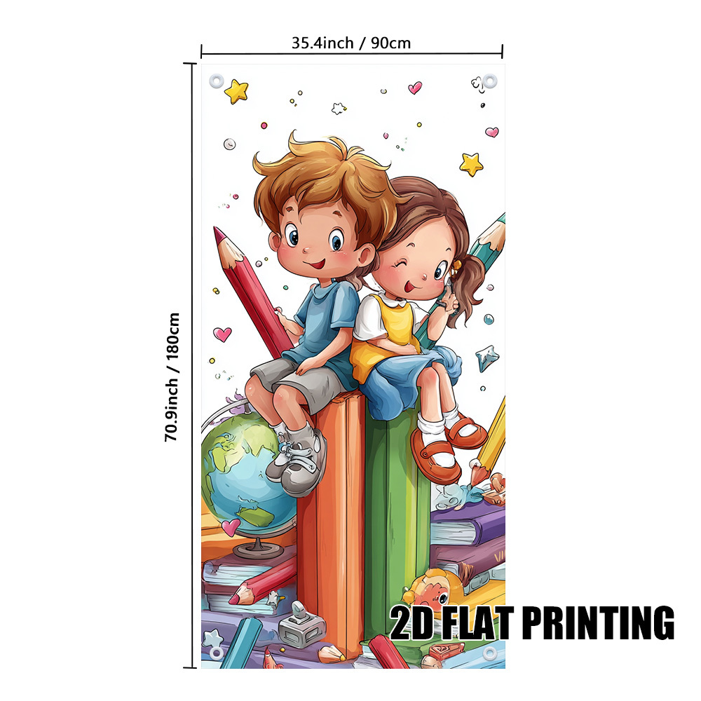 TEMU 2d Flat, 2d Flat - 2d Door Banner 2d Flat, 2d Flat - 2d Door Banner (2d Flat) 1pc Back To School Fun Door Banner, Polyester, Multipurpose