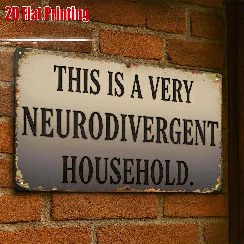 TEMU 2d Flat, 2d Flat1pcs,neurodivergent Household Signcreative Tin Sign -8x12 Wall Art Gift For Decor|iron Construction, Metal Wall Art Decor, 2d