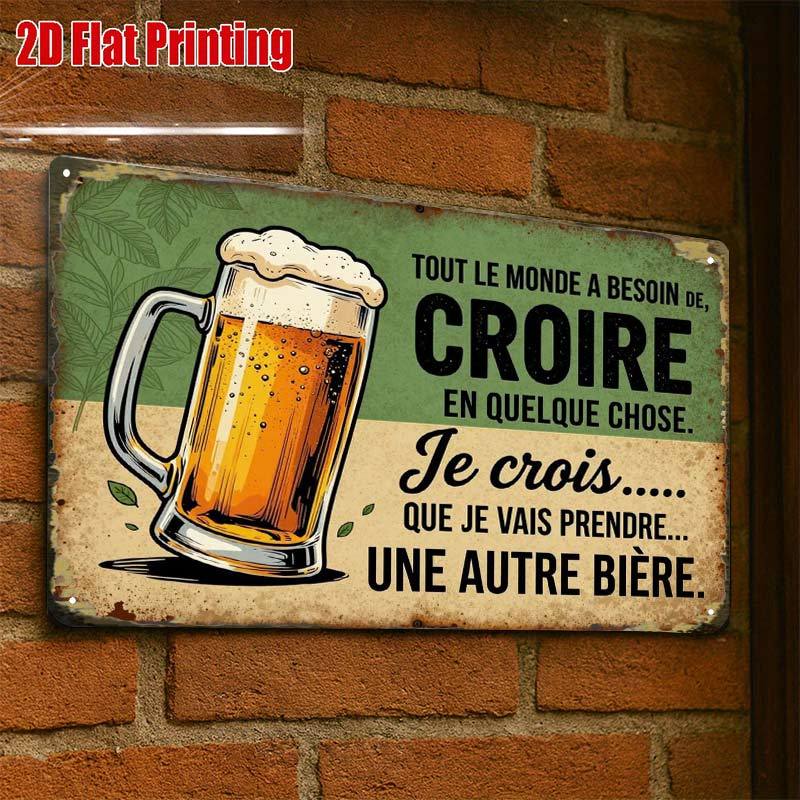 TEMU Plat 2D, 1 pièce, Panneau Créatif en Étain Vintage de Bière - 8x12, Art Mural pour Café Garage, Cadeau de Décoration | Construction en Fer,