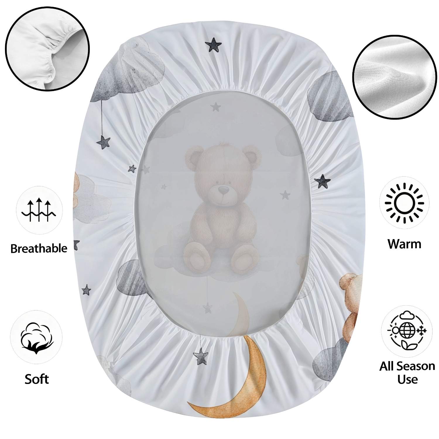 2/3pcs Cute Cartoon Style Teddy Bear And Clouds Theme Bedding