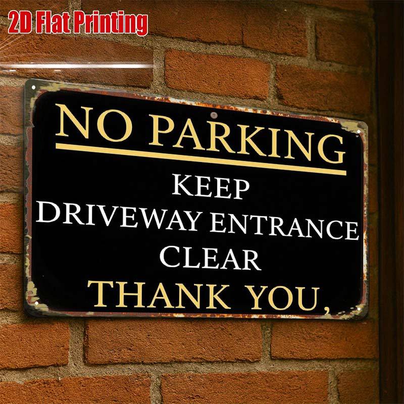 TEMU 2d Flat, 2d Flat1pcs,no Parking Driveway Clear Signcreative Tin Sign -8x12 Wall Art Gift For Decor|iron Construction, Metal Wall Art Decor, 2d