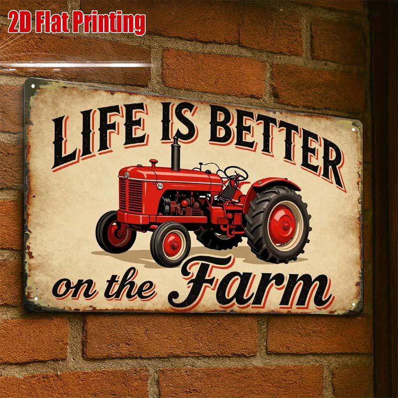 TEMU 2d Flat, 2d Flat1pcs,vintage Red Tractor Farm Life Signcreative Tin Sign -8x12 Wall Art Gift For Decor|iron Construction, Metal Wall Art Decor,