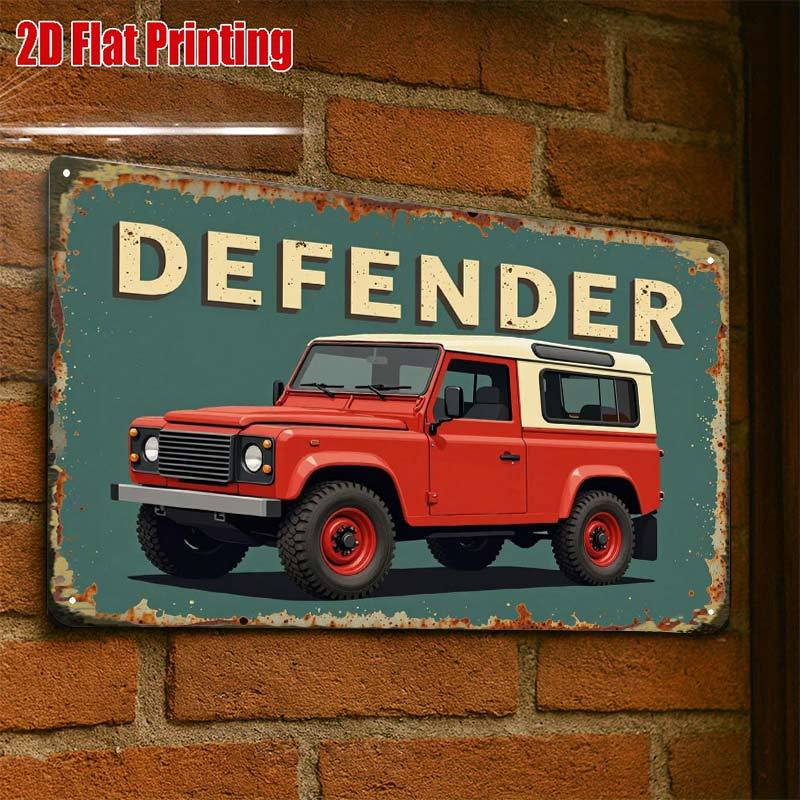 TEMU 2d Flat - 2d Flat1pc, Vintage Defender Metal Signcreative Tin Sign -8x12 Wall Art Gift For Decor|iron Construction, Metal Wall Art Decor