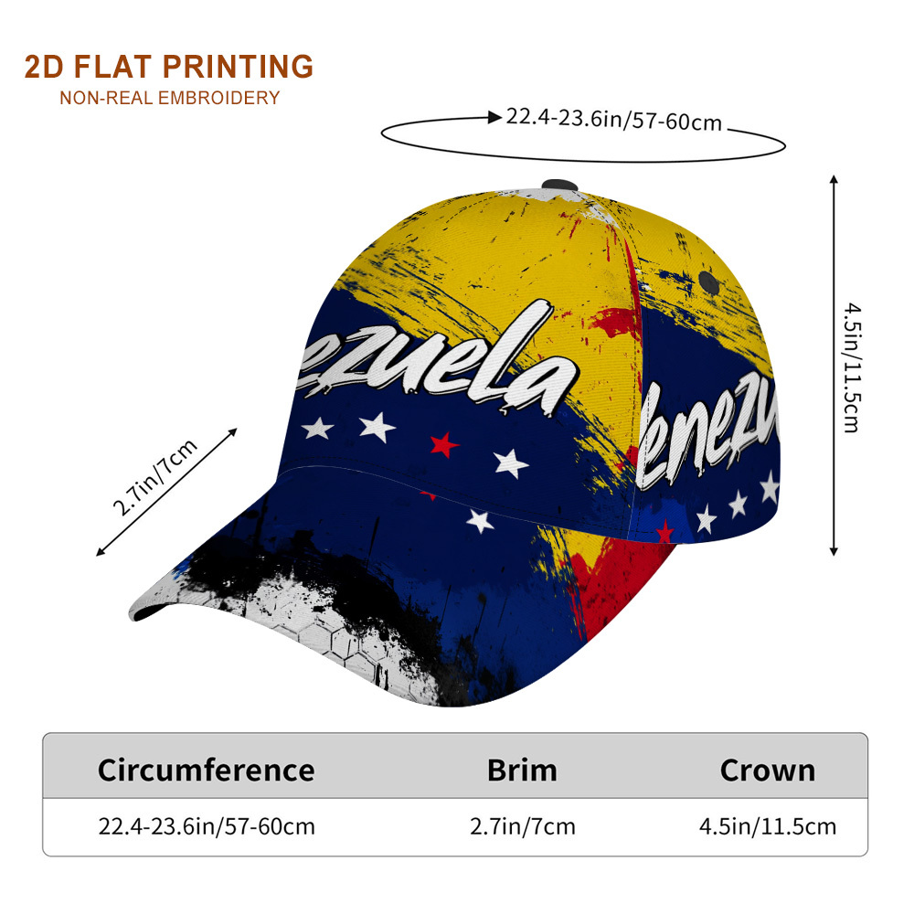 TEMU 1 Gorra de béisbol clásica con diseño 2D y estampado de graffiti con de Venezuela - Sombrero casual moderno y , adecuado para diario, , salidas