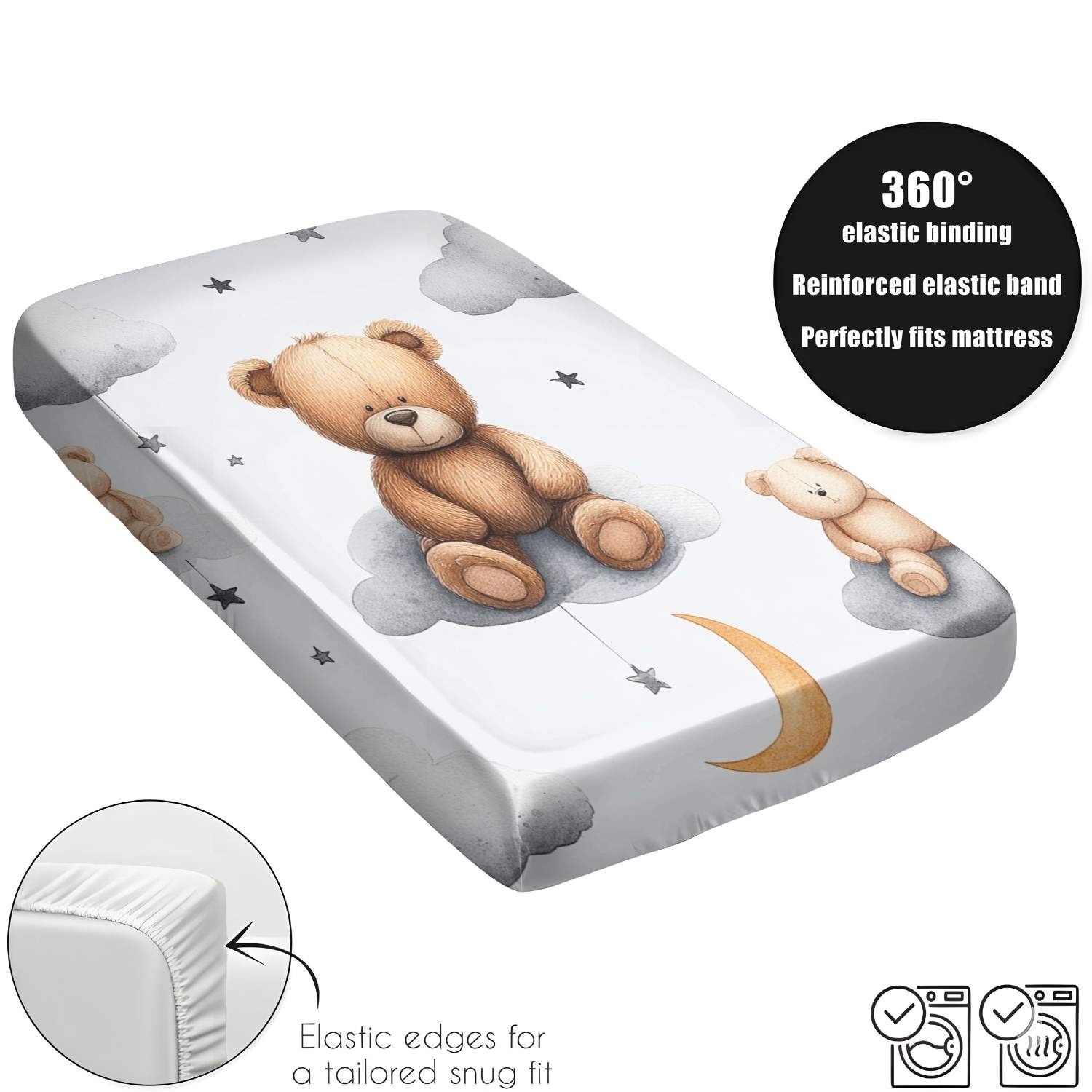 2/3pcs Cute Cartoon Style Teddy Bear And Clouds Theme Bedding