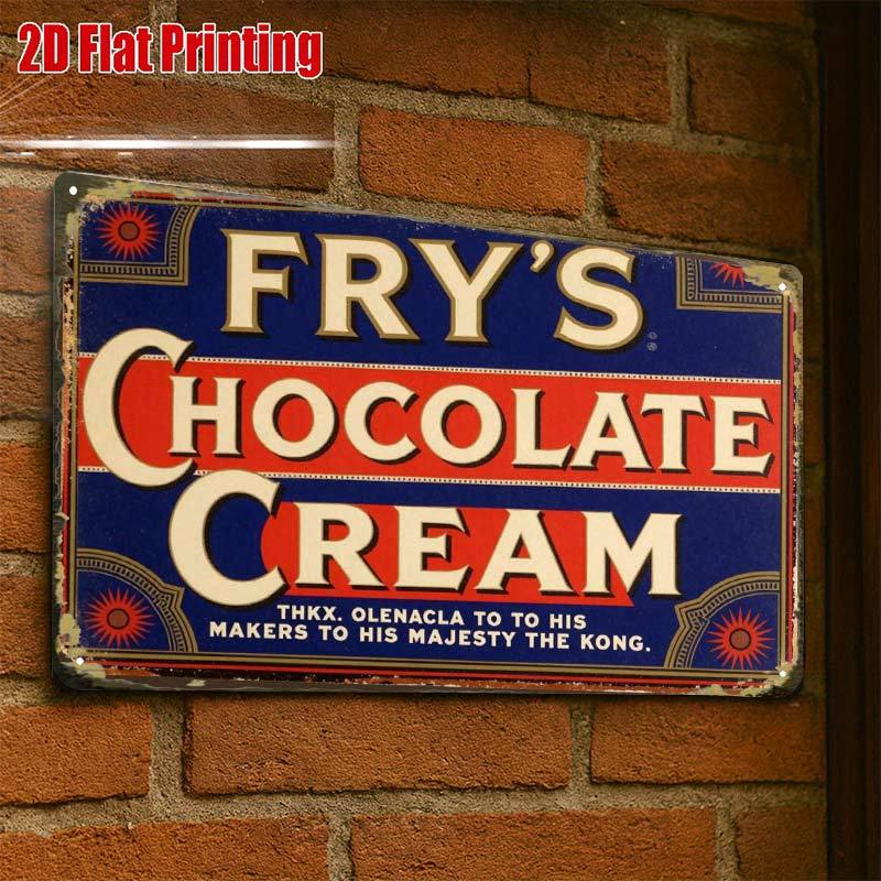 TEMU 2d Flat - 2d Flat1pc, Vintage Chocolate Cream Tin Signcreative Tin Sign -8x12 Wall Art Gift For Decor|iron Construction, Metal Wall Art Decor