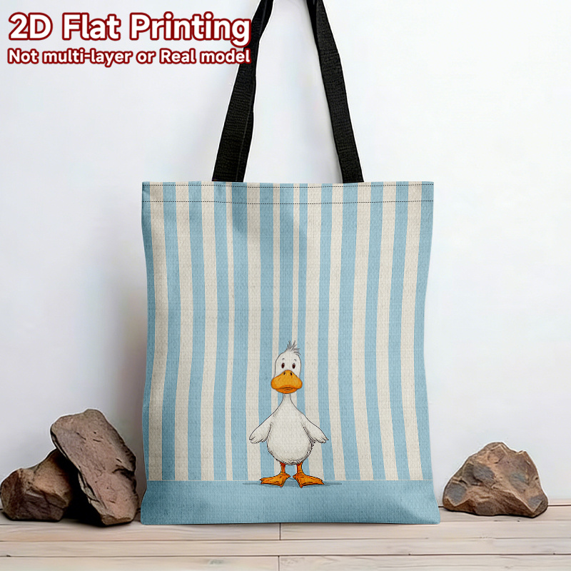 TEMU 1pc Women's Oversized Tote Bag With Goose Print & Blue - Capacity Handbag Suitable For Work,, Shopping, Casual Shoulder Bag, Stylish Gift For