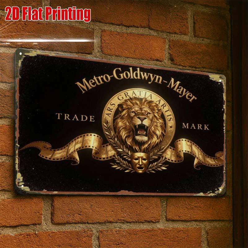 TEMU 2d Flat - 2d Flat1pc, Vintage Mgm Metal Signcreative Tin Sign -8x12 Wall Art Gift For Decor|iron Construction, Metal Wall Art Decor