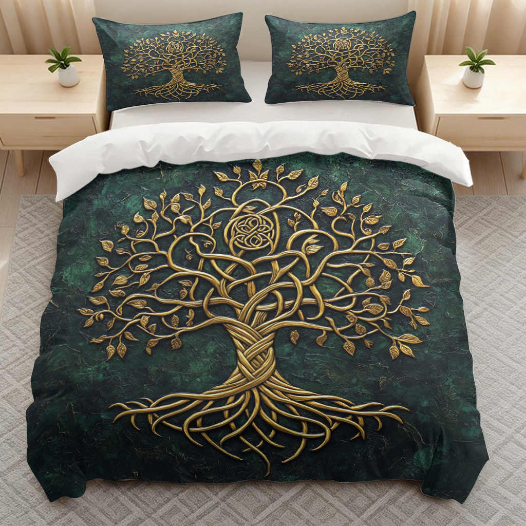TEMU 2/3pcs Celtic Tree Designed Bedding Duvet Cover Quilt Cover, Trendy Fashionable Soft Bedding (1 X Duvet Cover And Pillowcases) With Zipper
