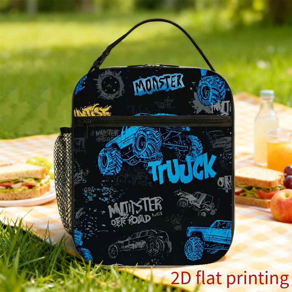 TEMU 1pc, Monster Truck Graffiti Printed Thermal Bag, Insulation Bag, Insulated Bag, Not For Food Contact, Suitable For Home, Restaurant, Office,