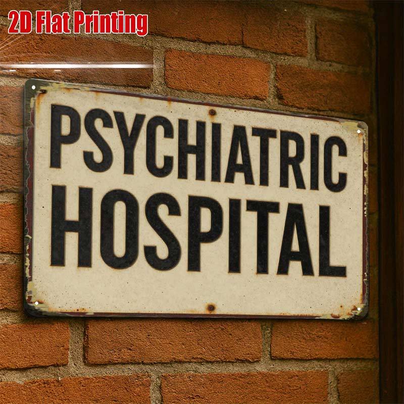 TEMU 2d Flat - 2d Flat1pc, Vintage Psychiatric Hospital Metal Signcreative Tin Sign -8x12 Wall Art Gift For Decor|iron Construction, Metal Wall Art