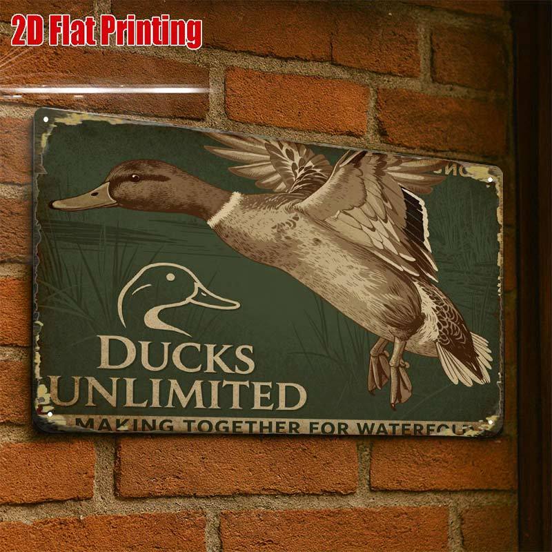 TEMU 2D Plat - 2D Plat 1pc, Affiche Vintage de Chasse aux Canards Art créatif Panneau en Laiton -8X12 Café Mural Cadeau pour Décoration|Construction
