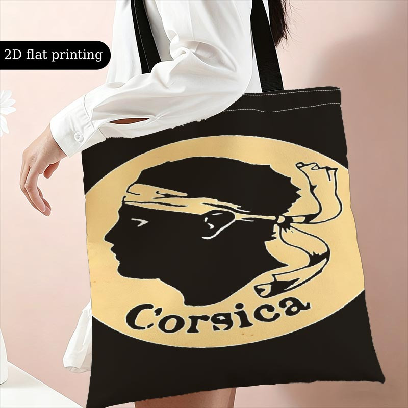 TEMU Sac fourre-tout pour femme Corsica avec logo élégant imprimé, sac décontracté ouvrable et pliable pour et l' , sac fourre-tout de grande à