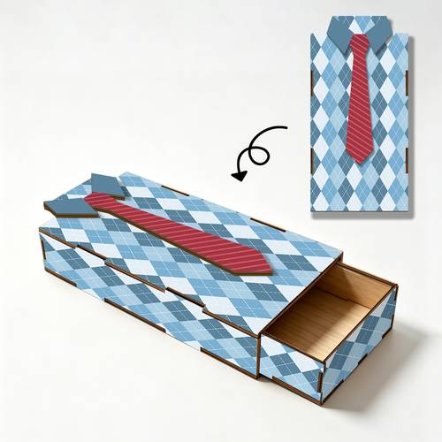 1pc tie shaped pull out storage box blue and white diamond pattern with decoration transformable design for organizing and storing mens ties gift packaging for home office and wardrobe organization