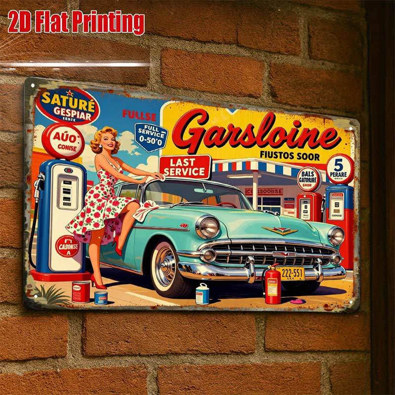 TEMU 2d Flat, 2d Flat1pcs,vintage Gas Station Metal Signcreative Tin Sign -8x12 Wall Art Gift For Decor|iron Construction, Metal Wall Art Decor, 2d