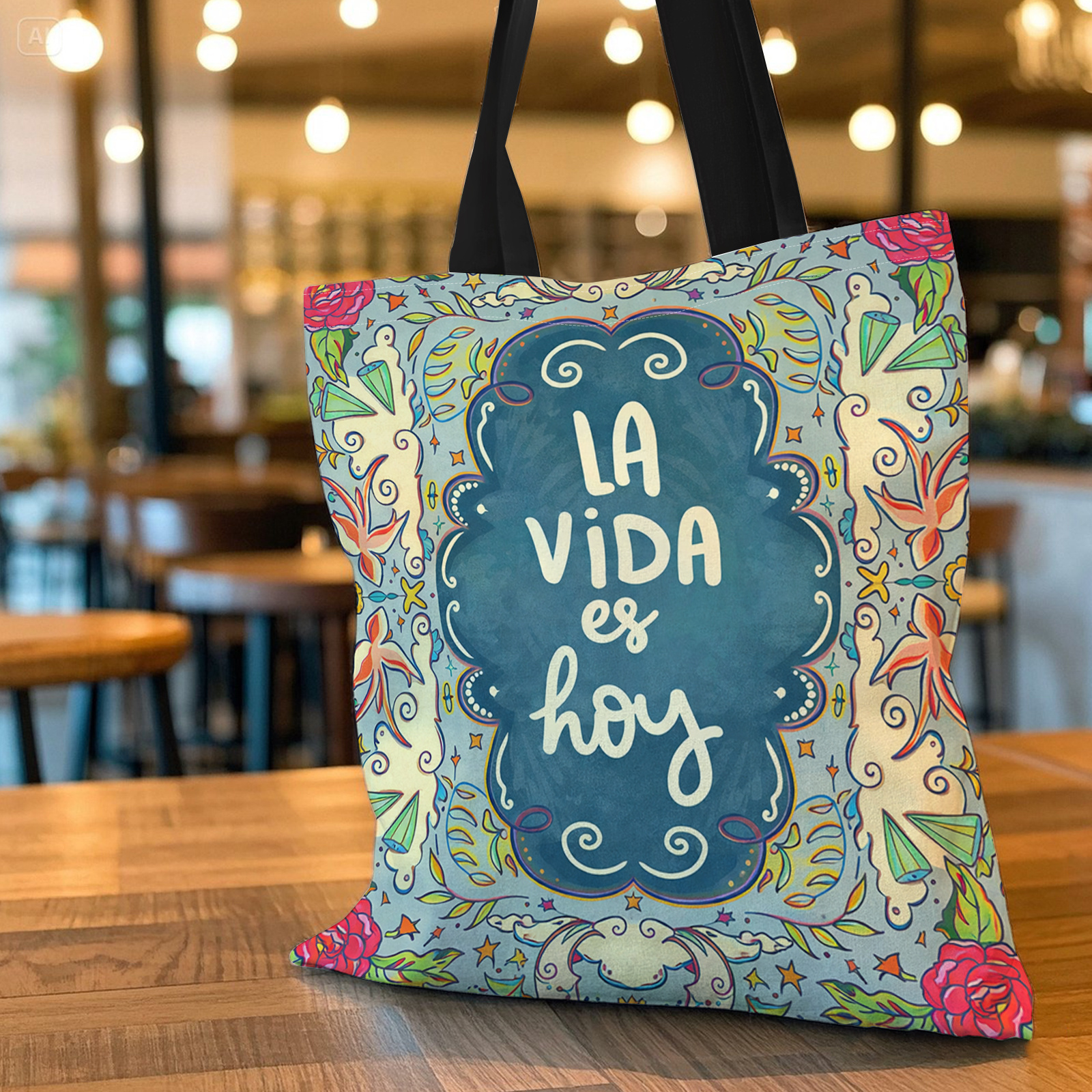TEMU Bolso de compras de cara impreso , Es Hoy, en español, , plegable, reutilizable, bolso de almacenamiento de para viajes, camping y uso diario.