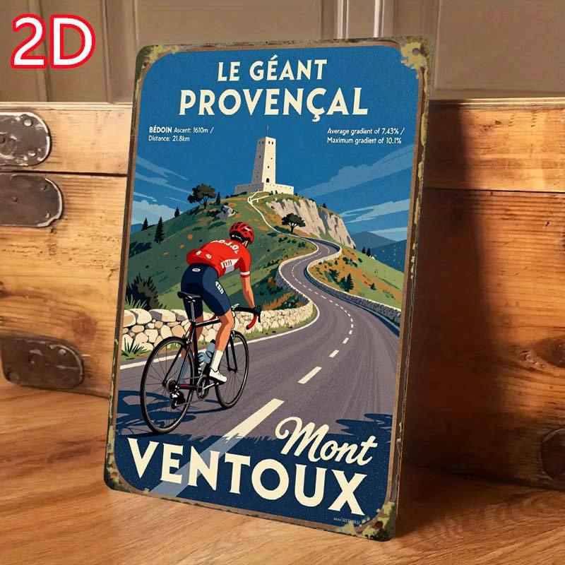 TEMU 2D Plat - 2D Plat 1pc, Affiche de Cyclisme Rétro Monte Ventu, Art Créatif, Panneau en Bois, Cadeau d'Art Mural pour Café Garage, pour la