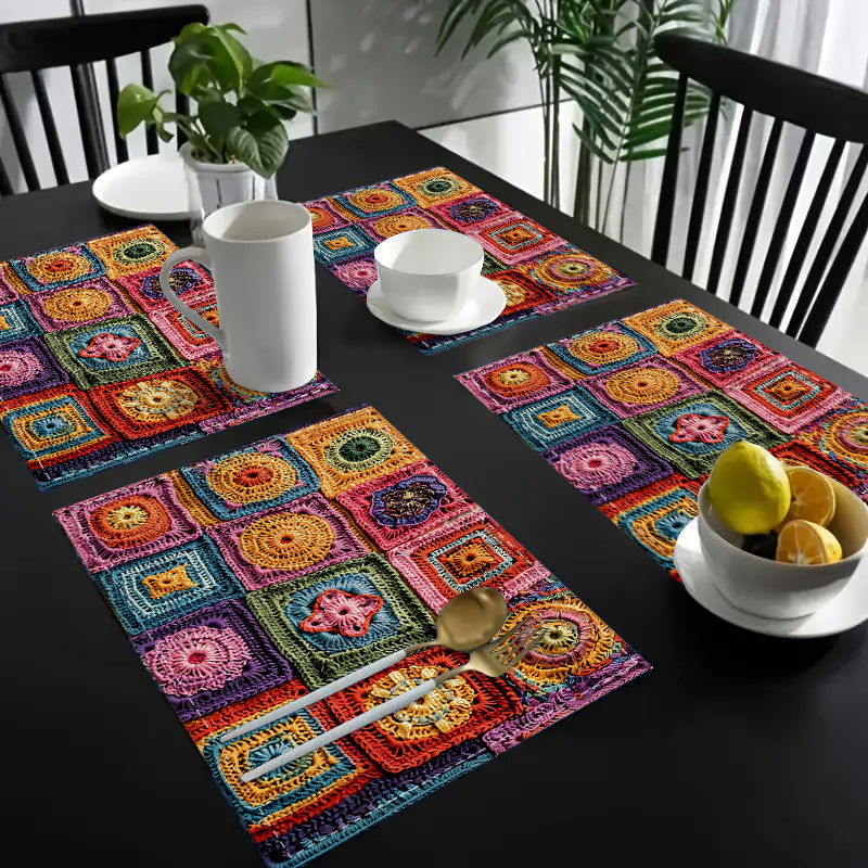 4pcs set colorful handmade crochet placemats suitable for dining tables kitchens parties indoor use holidays dinner parties and home d cor