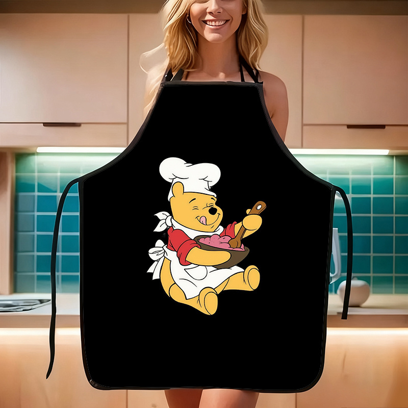 TEMU Winnie The Pooh Chef Apron, Cute Cartoon Cooking Theme, Ideal For Home Kitchens, Restaurants, Cafes, And Outdoor Camping. A For Outdoor Cooking